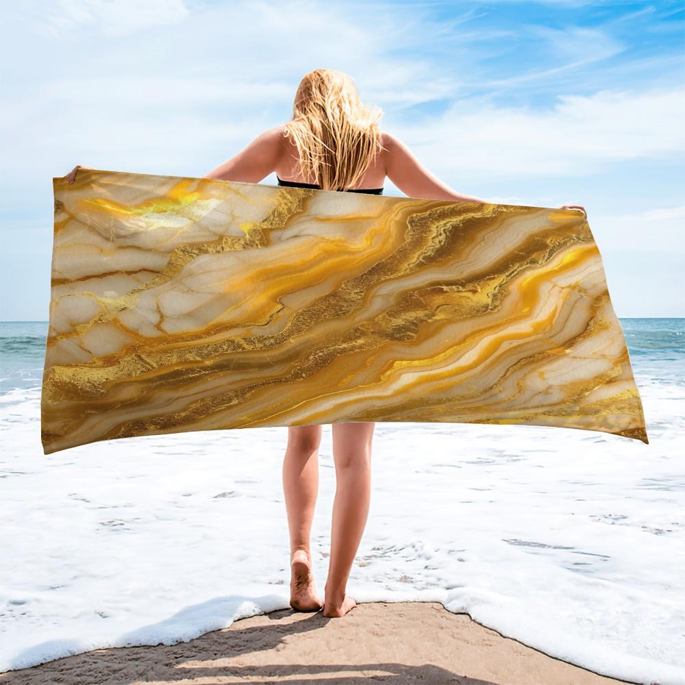 Marble Pattern Art Beach Towel, Luxury Premium Design, Quick Dry Absorbent Soft Skin-friendly, Ideal for Vacation Photoshoot Pool Daily Use