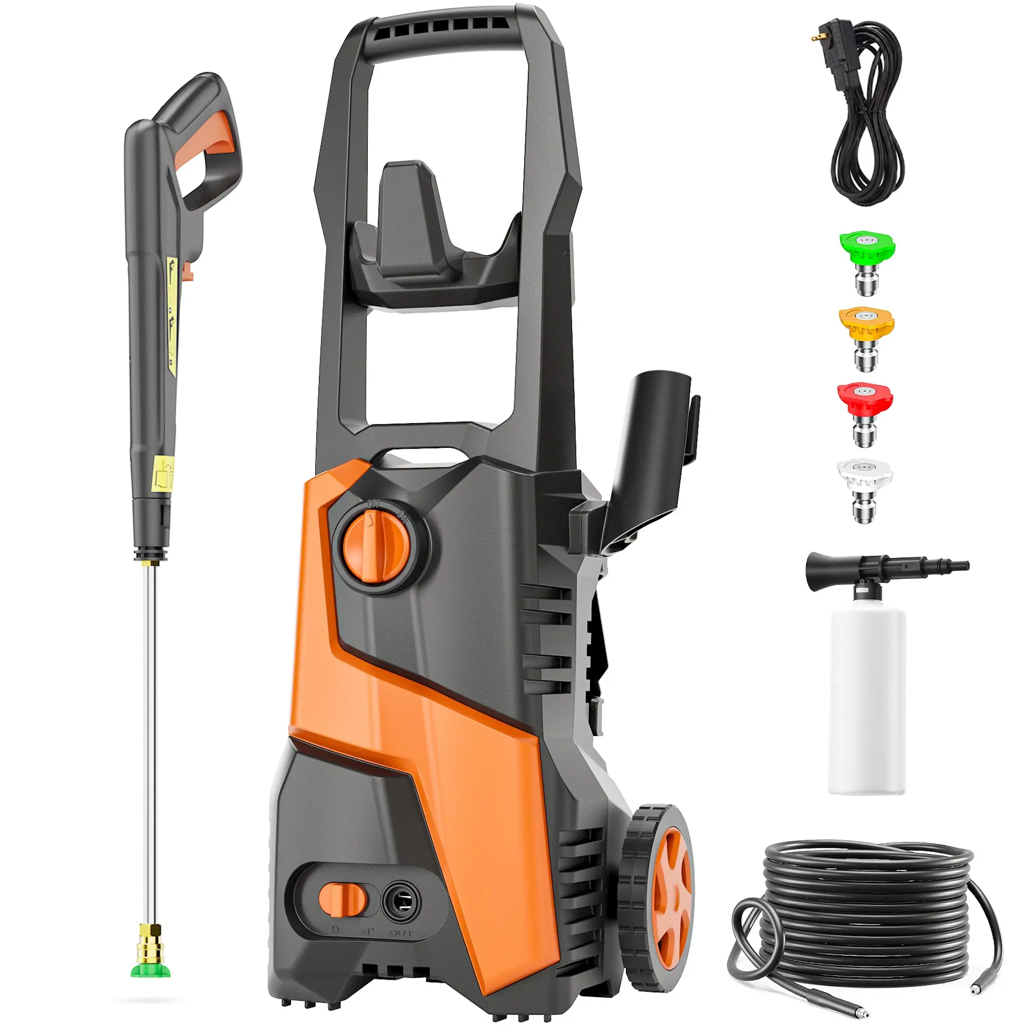 Electric Pressure Washer 4000PSI MAX 2.5GPM, High-Pressure Surface Cleaning, Versatile Cleaning Performance, with 4 Quick Connect Nozzles, 500ML Soap Tank, Stainless Steel Lance, Automatic Total Stop System for Car Wash, Home, Patio Cleaning