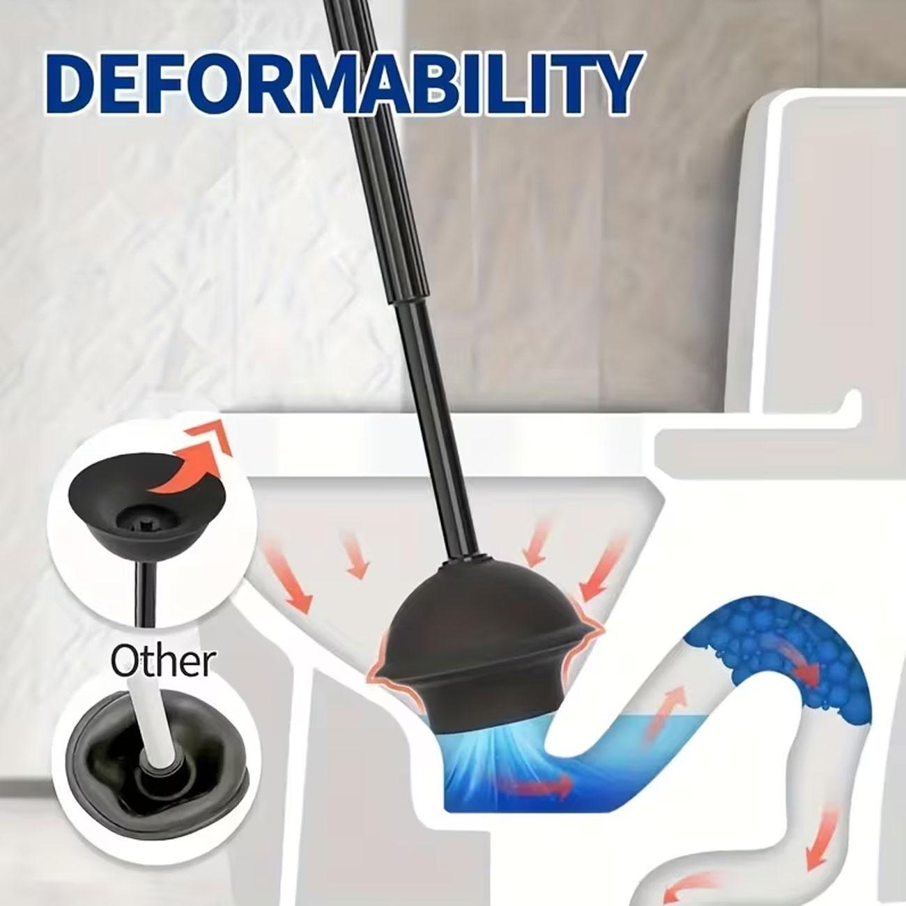 Two-In-One Toilet Brush & Long Handle Plunger Set, Rotating Head, Durable Plastic, Independent Bathroom Cleaning Tool Kit