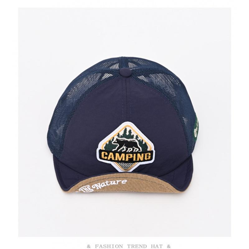 American retro style rolled brim short-brim mesh baseball cap for men and women, summer outdoor sunshade, quick-dry, breathable, sun-protective, soft-brimmed baseball cap