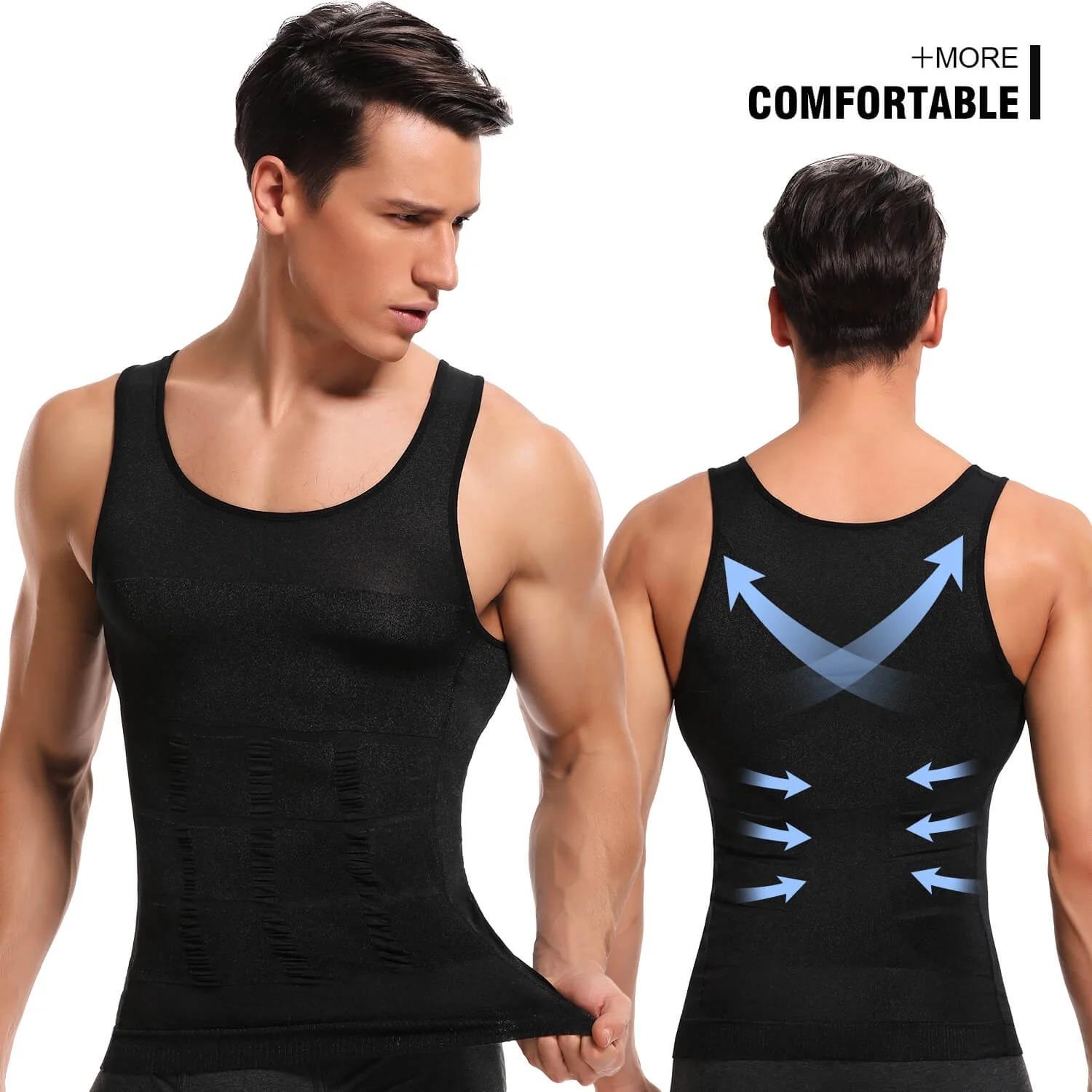 1/2/3/4 Packs Menswear Body Shaper Shapewear Sports Vest Men Compression Shirt Breathable Stretchy Gym Lightweight Tummy Control Tops Suits Soft Fabric Formal Bestie