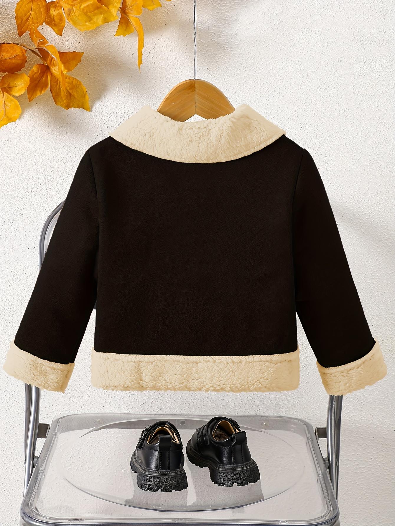 [Winter Jacket Brown] Mystic Girls' Winter Jacket - Thickened Faux Fur-Lined Zipper Coat with Full-Zip Closure, Brown & Lapel Collar, Full-Zip Front, Winter Jacket For Girls, Winter Clothes For Girls