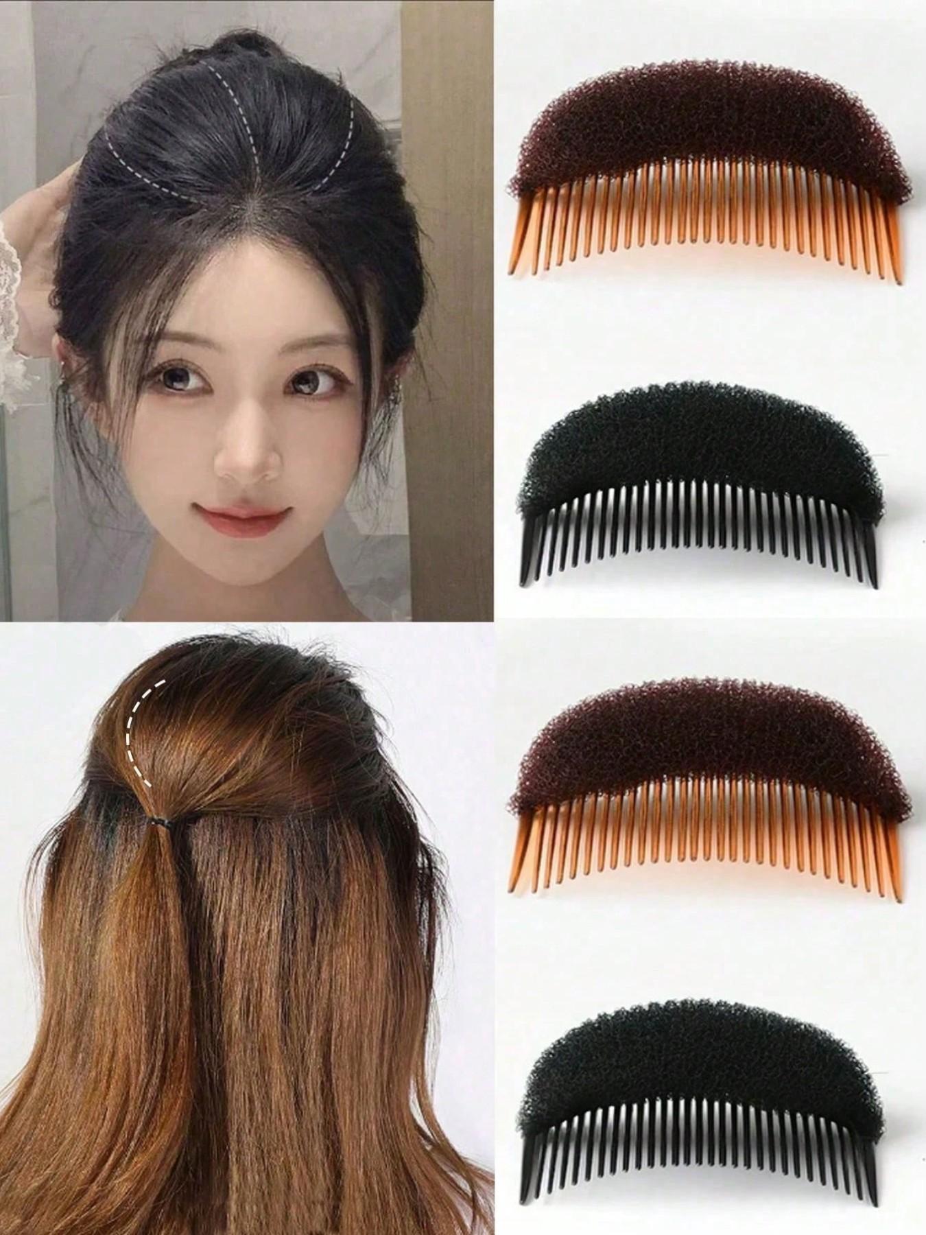 Fluffy Sponge Hair Cushion Volumizing Root Lift Tool ，Hair Accessories for Girls Hair Volume Invisible Hair Pad, On Both Sides Heightening Invisible Sponge Back Head Hair Comb, Sponge BB Hair Clip Headpiece - DIY Dry Hair Styling, Natural Look Voluminous