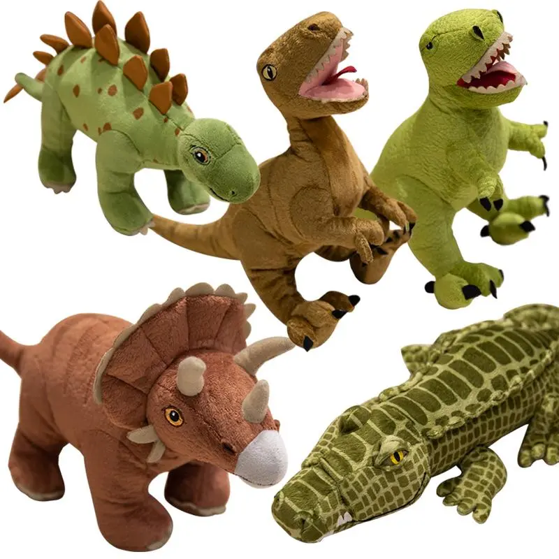 35-100CM Cartoon Dinosaurs Plush Toy Simulated Triceratops, Tyrannosaurus Rex, Stegosaur, Velociraptor, Brontosaurus Plushie Toy