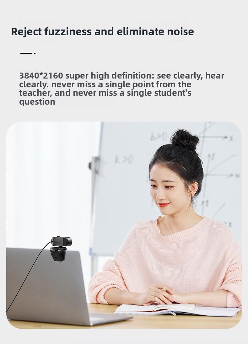 4K HD Webcam for PC Desktop Laptop with Microphone, USB External Camera for Online Class, Video Conference, Live Streaming, Built-in Mic, Plug and Play