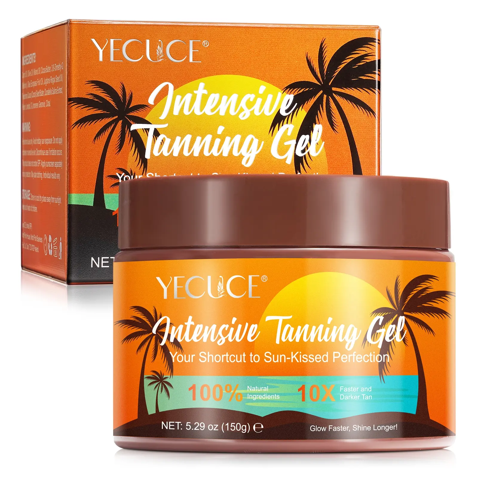 YECUCE Tanningcream 150g, Smooth Tanning, Natural Bronzed Tan, Longer-Lasting Glow, Triple Plant Oils (Carrot, Olive, Walnut) Promote a Natural Tan, Cocoa Butter Hydrates Without Dryness, No Harsh Chemical Tanning Agents