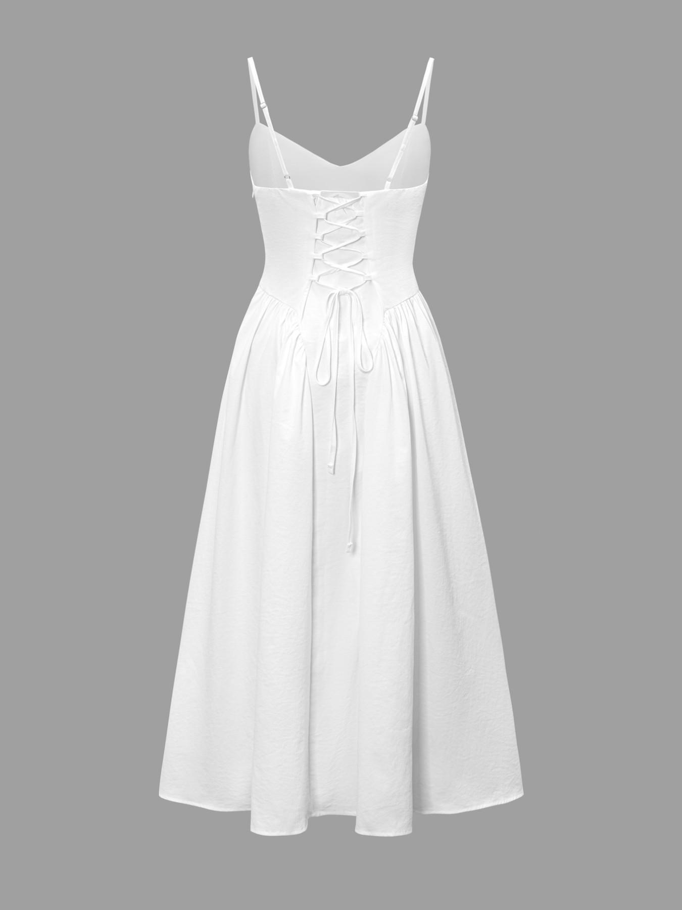 Pure Color Elegant Sleeveless Long Lady Summer Dress, Waist Cinched Design, Fitted Style, Plain Pattern, Perfect for Various Occasions, Formal
