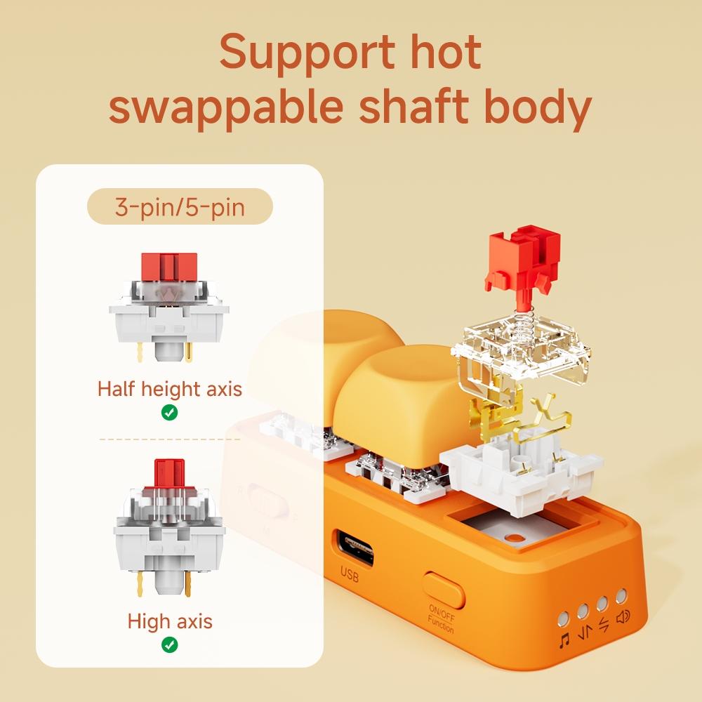 3-in-1 Bluetooth Remote Control for Reading, Gaming, Office, Wireless Game Controllers, Compatible with E-Readers, Phones, Tablets, Computers, Page Turning, Video Switching, Volume Control, Hot Swappable Shaft, Bluetooth 5.4, 30min Auto Sleep