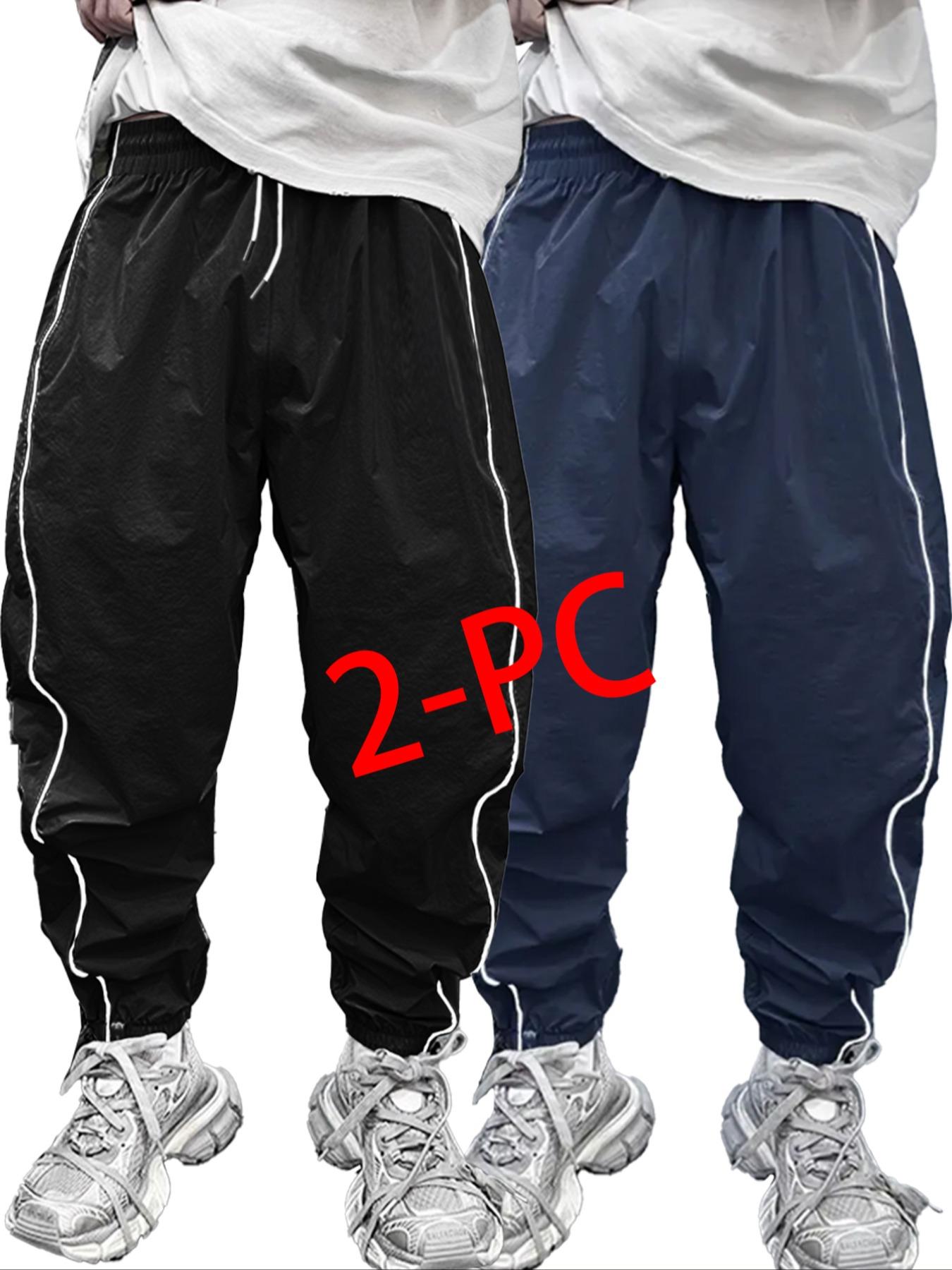 Men's Elastic Waistband Pants, Side Stripe Design, Casual Daily Wear, Comfortable & Versatile, Perfect for Everyday