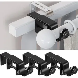Blinds Curtain Rod Brackets Fits Standard 1-2" Headrails No Drill Black 3 Pack