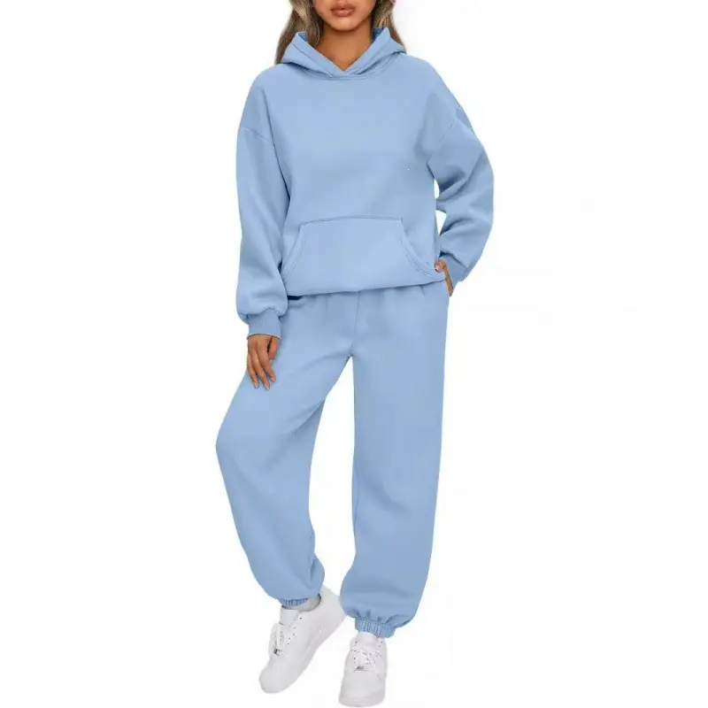 Women's 2 Piece Fleece Hoodie Jogger Set, Oversized Pullover Sweatshirt & Elastic Waist Sweatpants, Cozy Casual Lounge Tracksuit for Fall Winter, Travel, Daily Wear