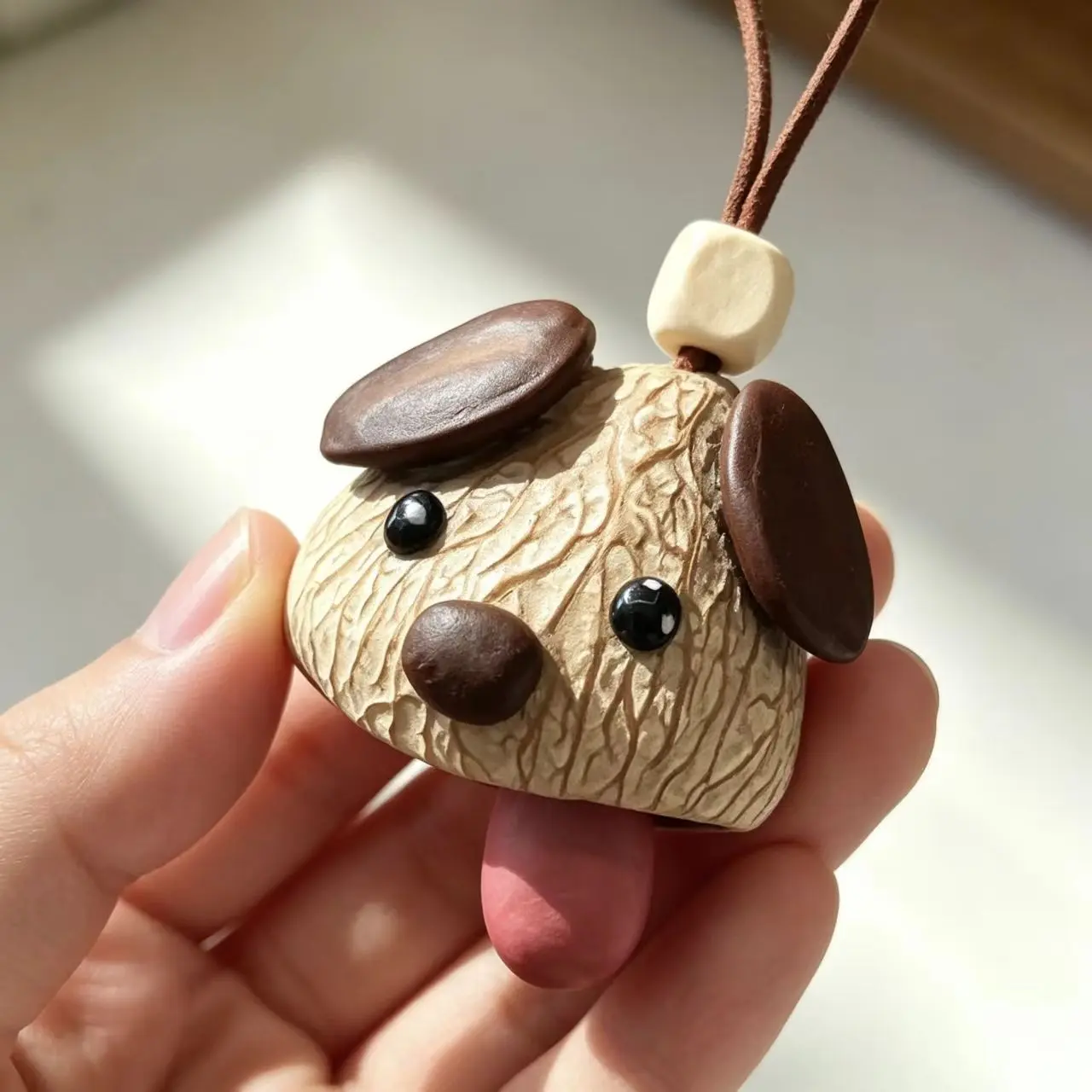 Nutshell puppy pendant