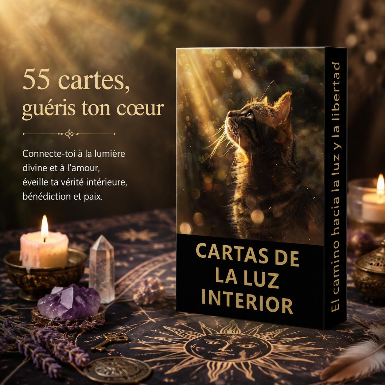 Spanish Oracle Cards, 55 Tarot Cards, Divination Tool, Inner Light Spiritual Connection, Energy Reading, Meditation, Medium Use