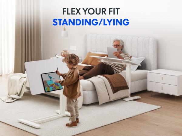 FLEXISPOT Mobile Adjustable Overbed Desk - Bedside Standing Desk with Rolling Wheels, Tilting & Foldable Portable Laptop Computer Cart Workstation for Home, Office FLEXISPOT Mobile Adjustable Overbed Desk - Bedside Standing Desk with Rolling Wheels, Tilting & Foldable Portable Laptop Computer Cart Workstation for Home, Office