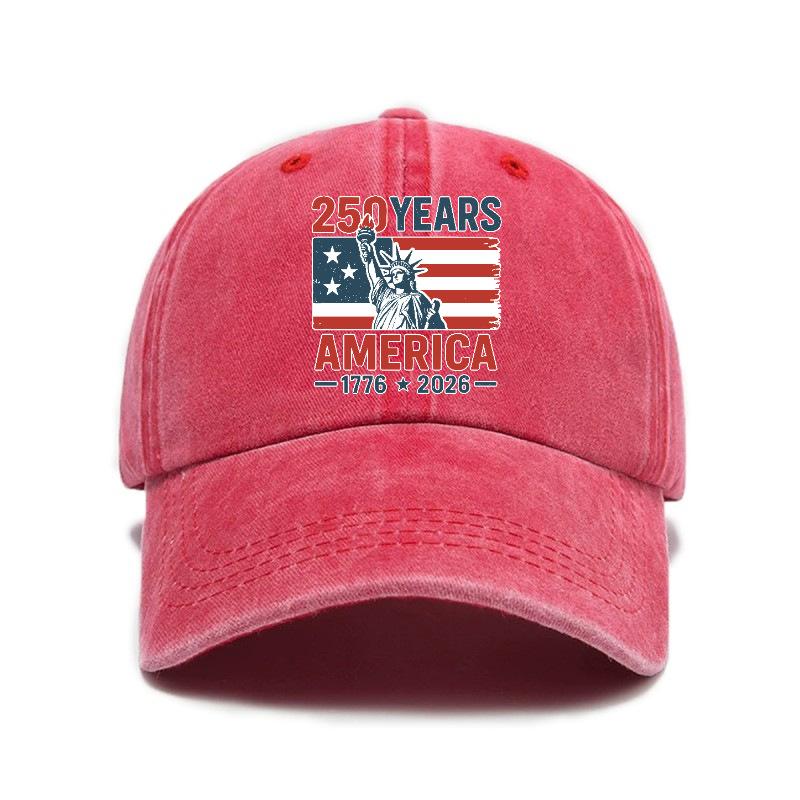 2026 New Trendy Versatile American Independence 250th Anniversary Printed Washed Vintage Soft Top Outdoor Sunshade Baseball Cap