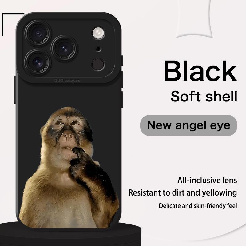 Cute Monkey Pattern Phone Case , TPU Soft Silicone , Fully Protected and Shockproof For iPhone 17 16 15 Pro Max 14 13 12 11 X Plus Air Mini Funny MEME