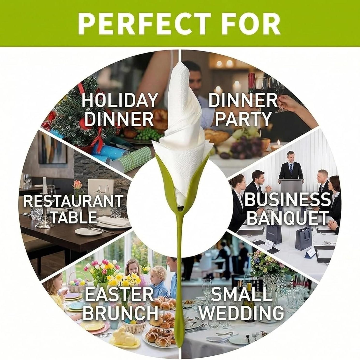 10 Pack Rose Napkin Holders, Bloom Napkin Holders for Tables, Rose Napkin Holders Flower Napkin Rings, Origami Flower Tools Suitable for Wedding Banquet Dinners