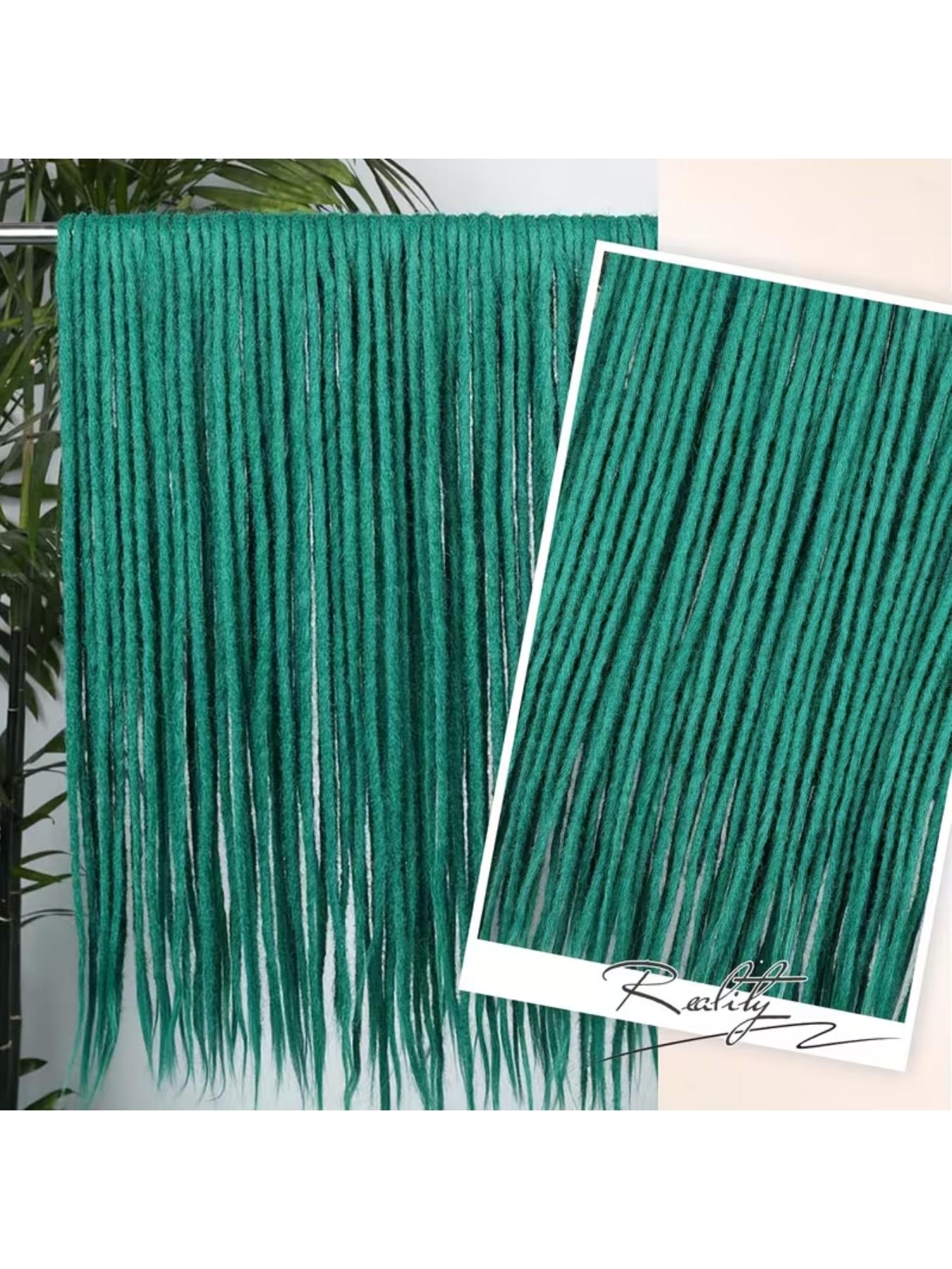 50-Pack Devil Green Double Tail Dreadlocks - Straight Synthetic Hair for Full Head Extensions, Synthetic Hair Braids, Soft & Non-Tangling, Perfect for Daily Wear & Parties, Party Hair Accessory, Easy Maintenance Hairpiece