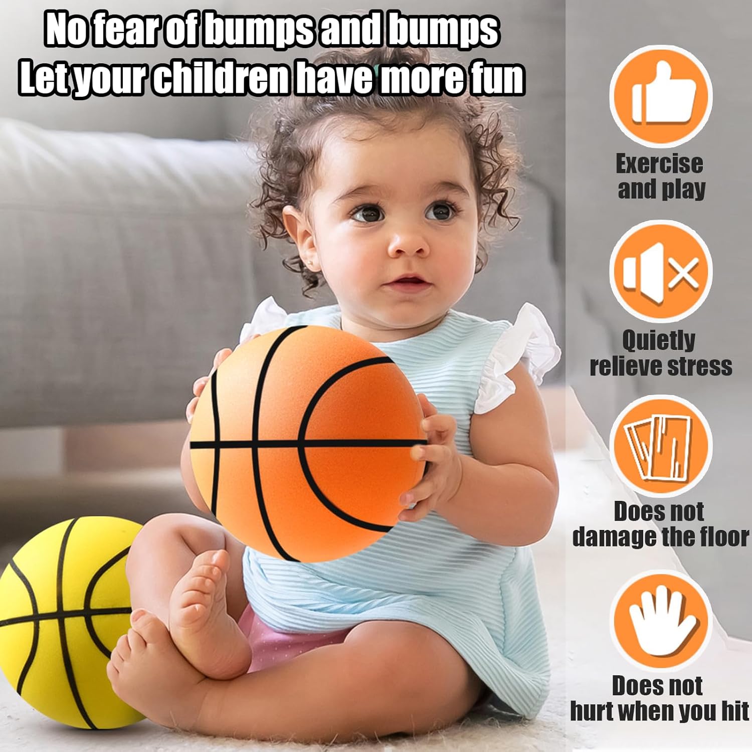 Silent Indoor Basketball Training Ball, Foam Practice Ball (8.3 Inch), Perfect for Quiet Play & Home Use, Durable Design