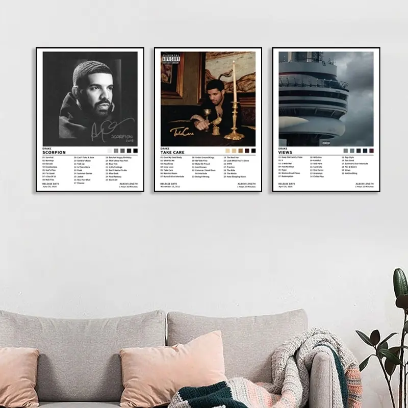 3 Piece Set Drake Scorpion Take Care Views Music Album Cover Canvas Posters Print, Hip Hop R&b Style, Modern Art Decor, Bedroom Office Wall Decor