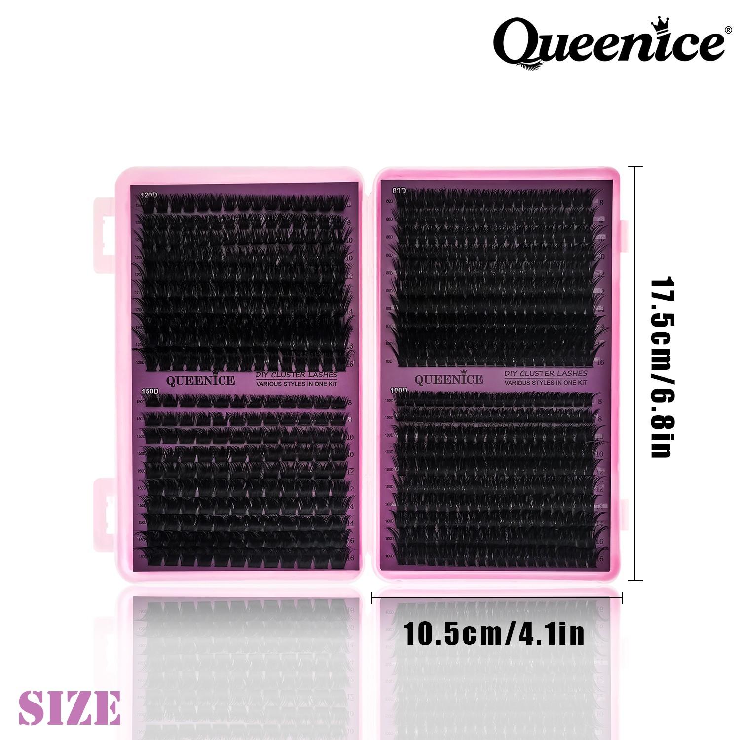 Thick Cluster Lash Extension Kit 80D/110D/150D D Curl 8-16mm Natural Fluffy Wispy Lashes Easy to Apply Sunflower Eye Makeup for Beginners Dramatic Look