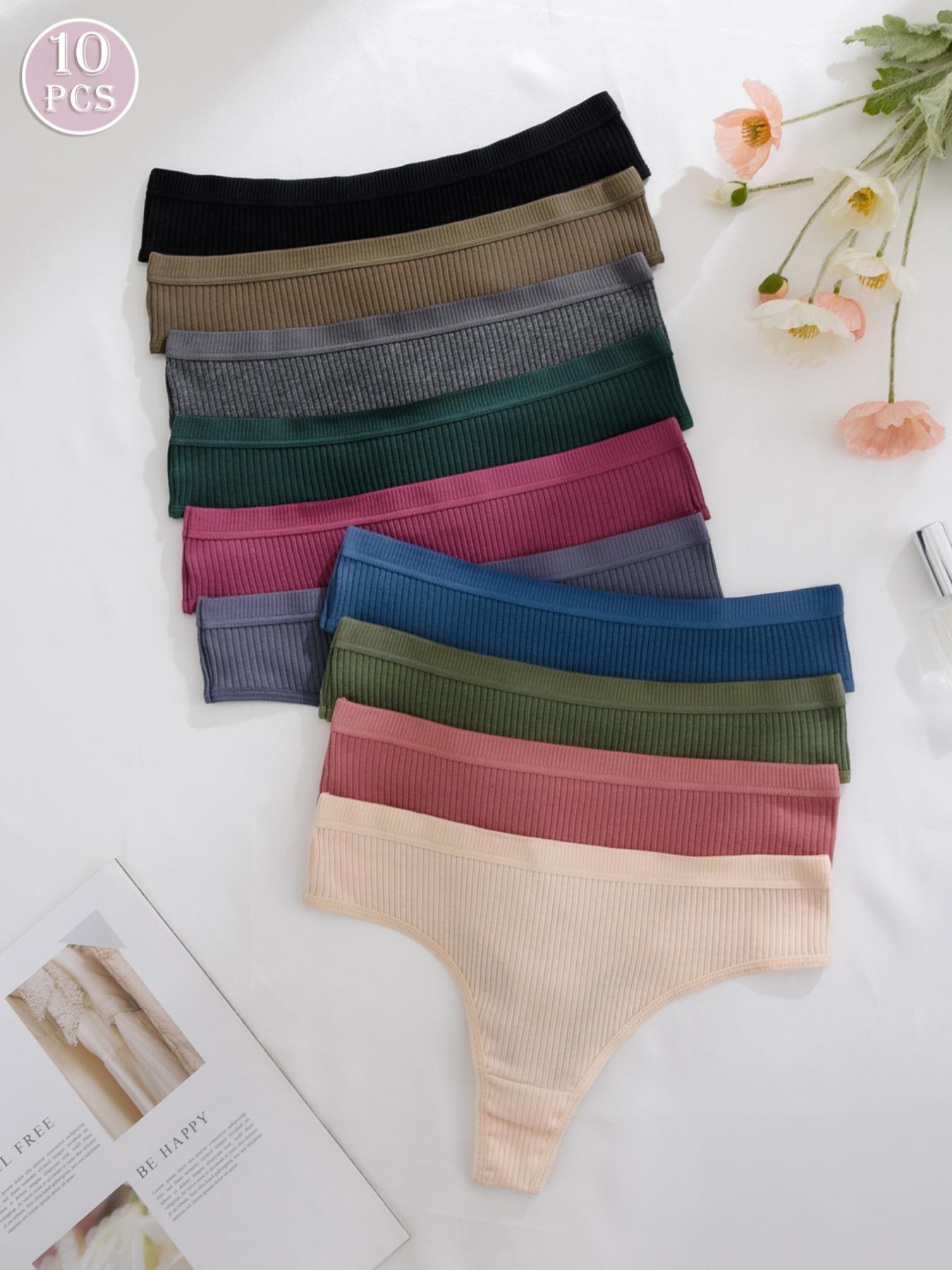 Women's Solid Color Thong, Soft Comfy Breathable Panty for Daily Wear, Underwear for All Seasons