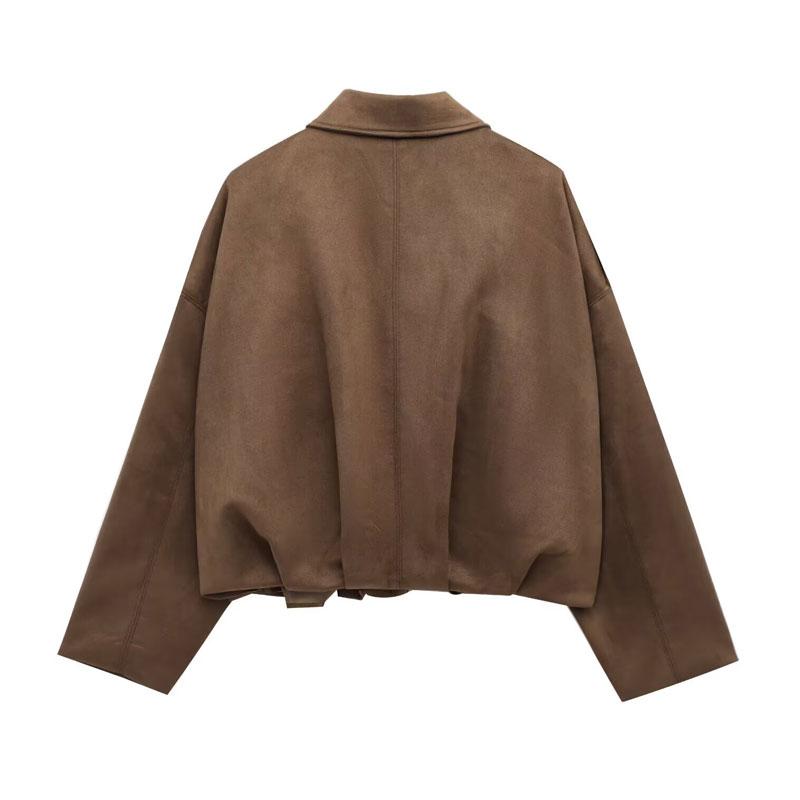 Aviator Jacket Woman,New In Coats And Jackets，Zip Up Jacket Women's Spring Jacket,Suede Jacket,Oversized Pilot Jacket Cropped Fit, Streetwear Pleats Short Jacket Woman, Casual