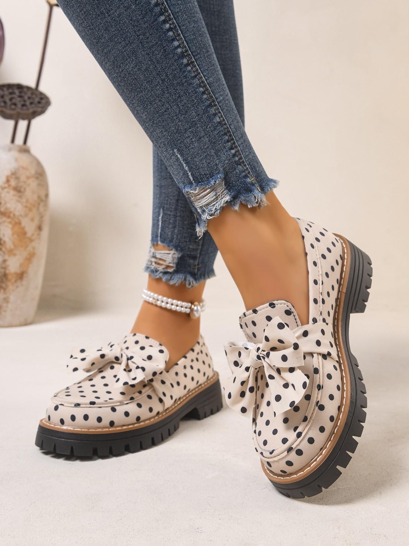 2026 Spring Summer New Zebra Stripe Bow Tie British Style Earl Loafer Slip Ons Thick Sole Small Leather Shoe Chunky Heel Women's Single Shoes