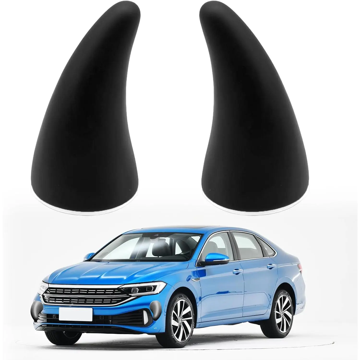 Car Roof Decoration 3D Devil Horns Decor, Devil Horn Anti-Collision Protector, Universal Creative Car Exterior Sticker Decal Ornaments Car Accessories - Black