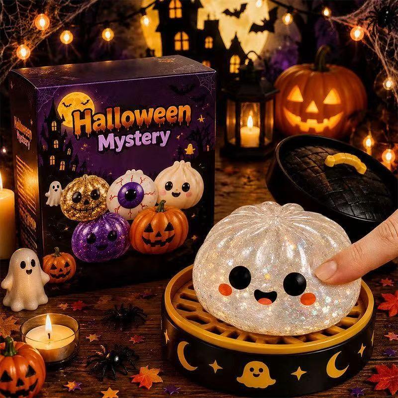 Halloween Ghost Squishy Mallow Stress Relief Toy, Grasp and Squeeze Pressure Release Gift Set, Perfect for Halloween Fun and Relaxation, Fidget Item