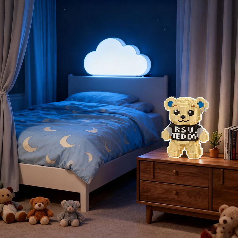 Standing Teddy Bear 3D Puzzle Blocks Creative Decoration, Birthday Halloween Valentine Christmas Gift, Home Decor DIY Crafts