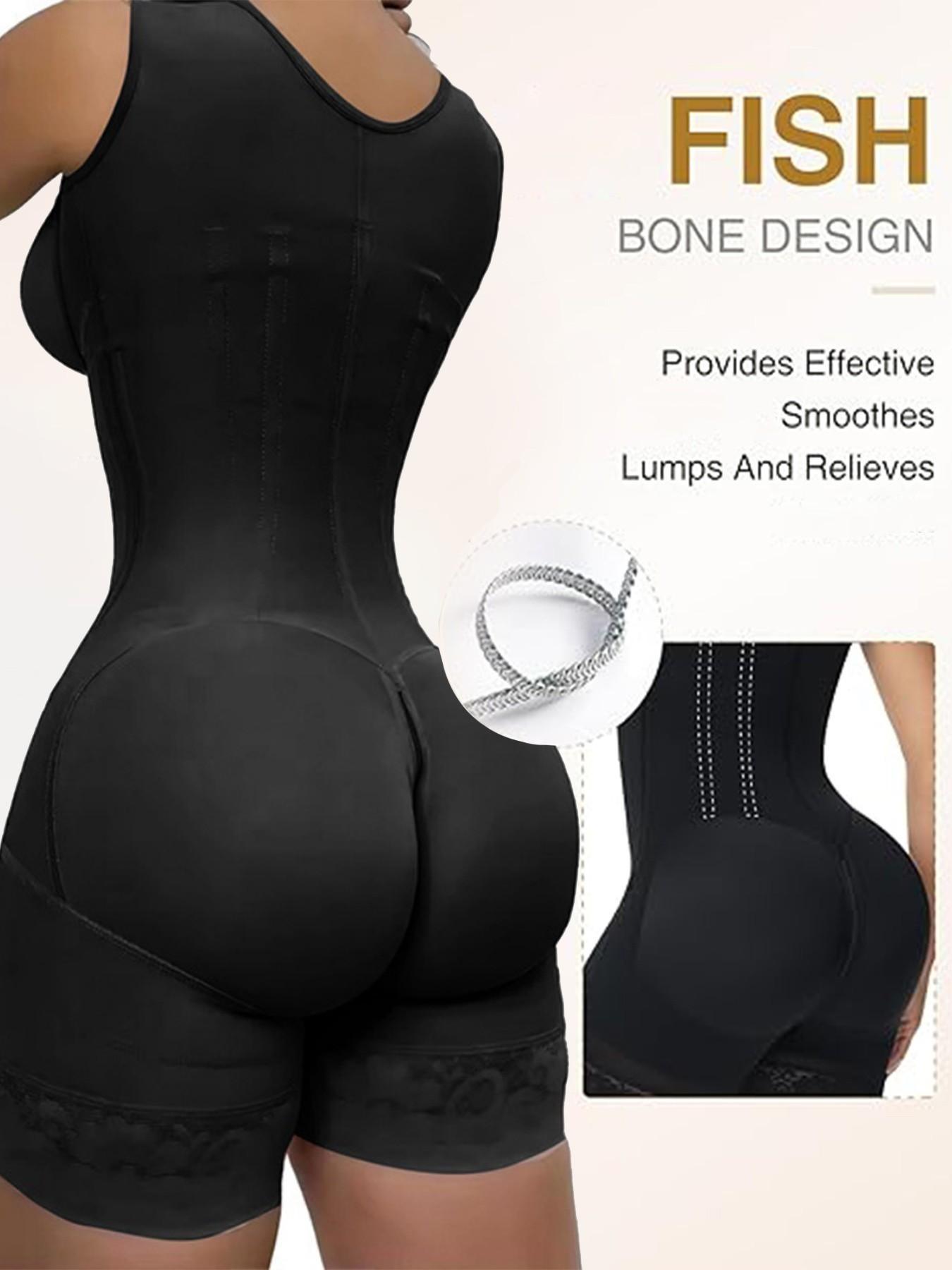Colombian Faja Women's Compression Body Shapewear Bodysuit, BBL Fajas, Zipper Front, Push-Up Design, Adjustable, Postpartum Recovery, Versatile Use, All-Season Wear