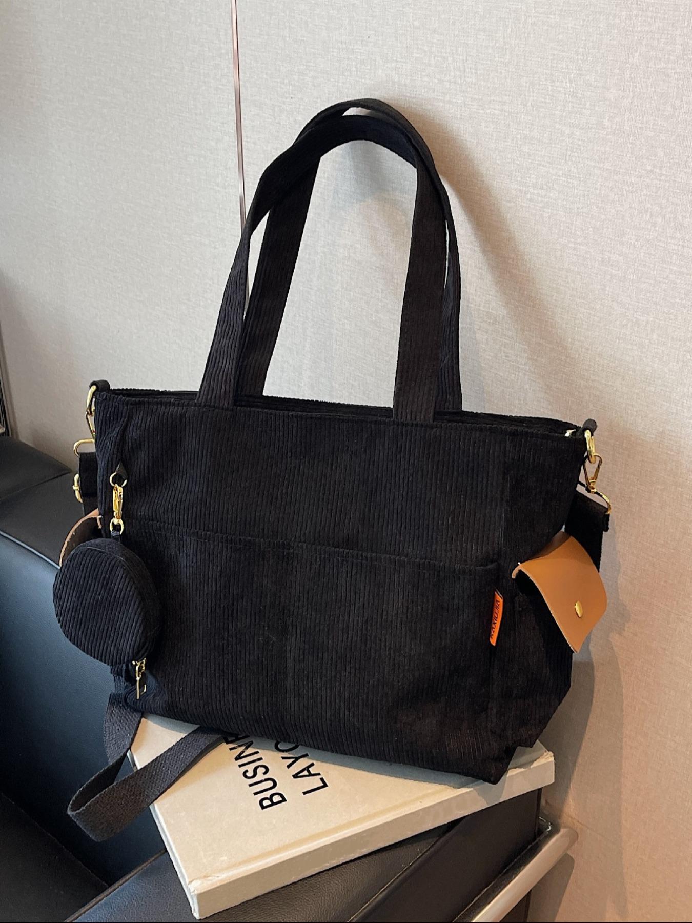Women's Solid Color Tote Bag & Coin Purse, Fashionable Large Capacity Shoulder Bag & Coin Purse, Casual Trendy Versatile High-quality Daily Commuting Bag Set