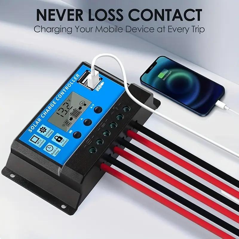 2pc 30A Solar Controller 12V/24V Solar Regulator PWM Solar Panel Controller With LCD Display Dual USB 5V Output Solar Panel Battery Charger