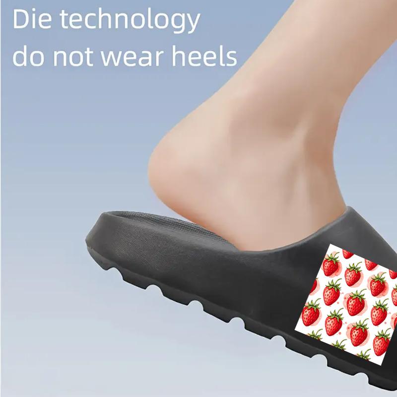 Women's Summer Strawberry Print Slippers Non Slip Soft Sole Indoor Outdoor Sandals Breathable Lightweight Home Garden Beach Shoes for Ladies Girls Red Fruit Pattern Footwear