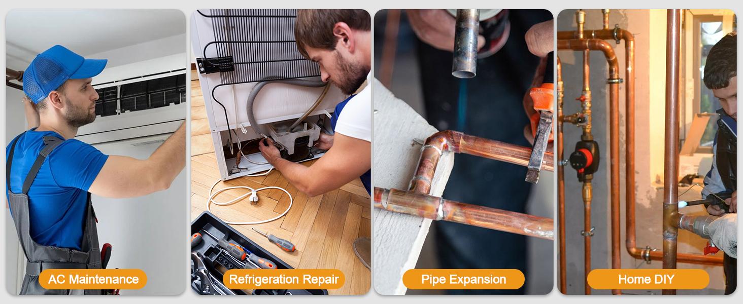 GJANSH 6 in 1 Swage Tool HVAC Repairing Set with Bit Holder, Air Conditioner Copper Tube Expander Swaging Tool with 1/4" 3/8" 1/2" 5/8" 3/4" 7/8" Bits