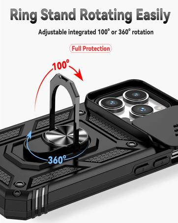 SunStory Compatible with iPhone 17 Case with HD Screen Protector & Slide Camera Cover & Rotated Ring Kickstand, [Military-Grade] iPhone Case (ArmyGreen, for iPhone 17)