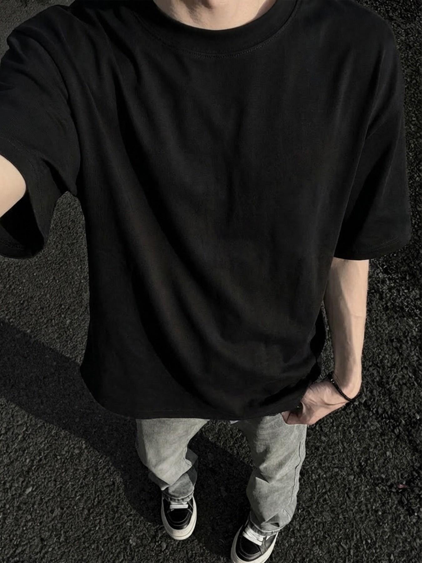 American High Street Dark Vortex Print T-Shirt for Men, 2026 New Oversize Loose Short Sleeve, Heavy Metal Style Streetwear