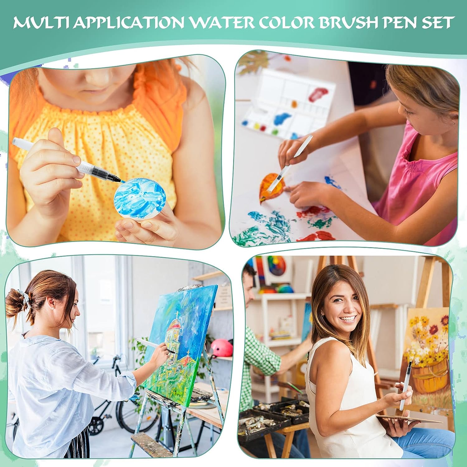 6PCS Water Brush Pens for Watercolor, Water Color Pen, Watercolor Paint Pens, Refillable Water Paint Brush ，Watercolor Pens