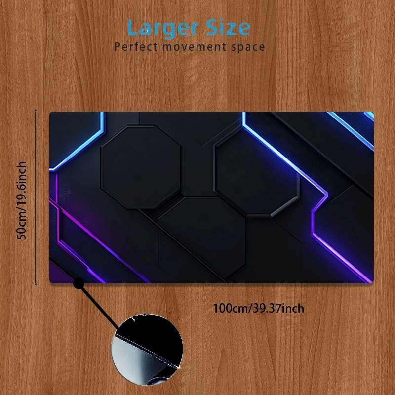 Durable Large Anti-Slip Rubber Mouse Pad, Blue Hexagonal Design, Gaming Office Desk Mat, Perfect Holiday Gift