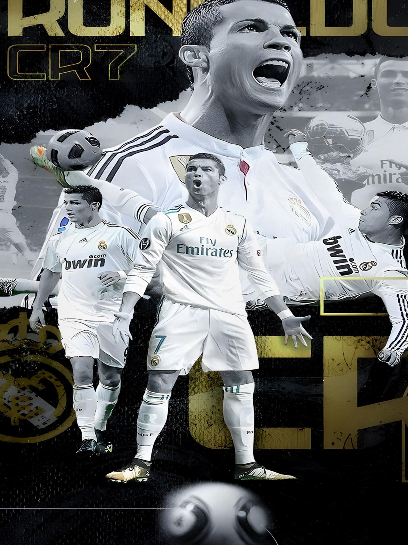 Base Ronaldo Cr7 Gold Foil Print Hoodie, Boys' Football Theme Long Sleeve Pullover, Casual Loose-Fit H-Type Design