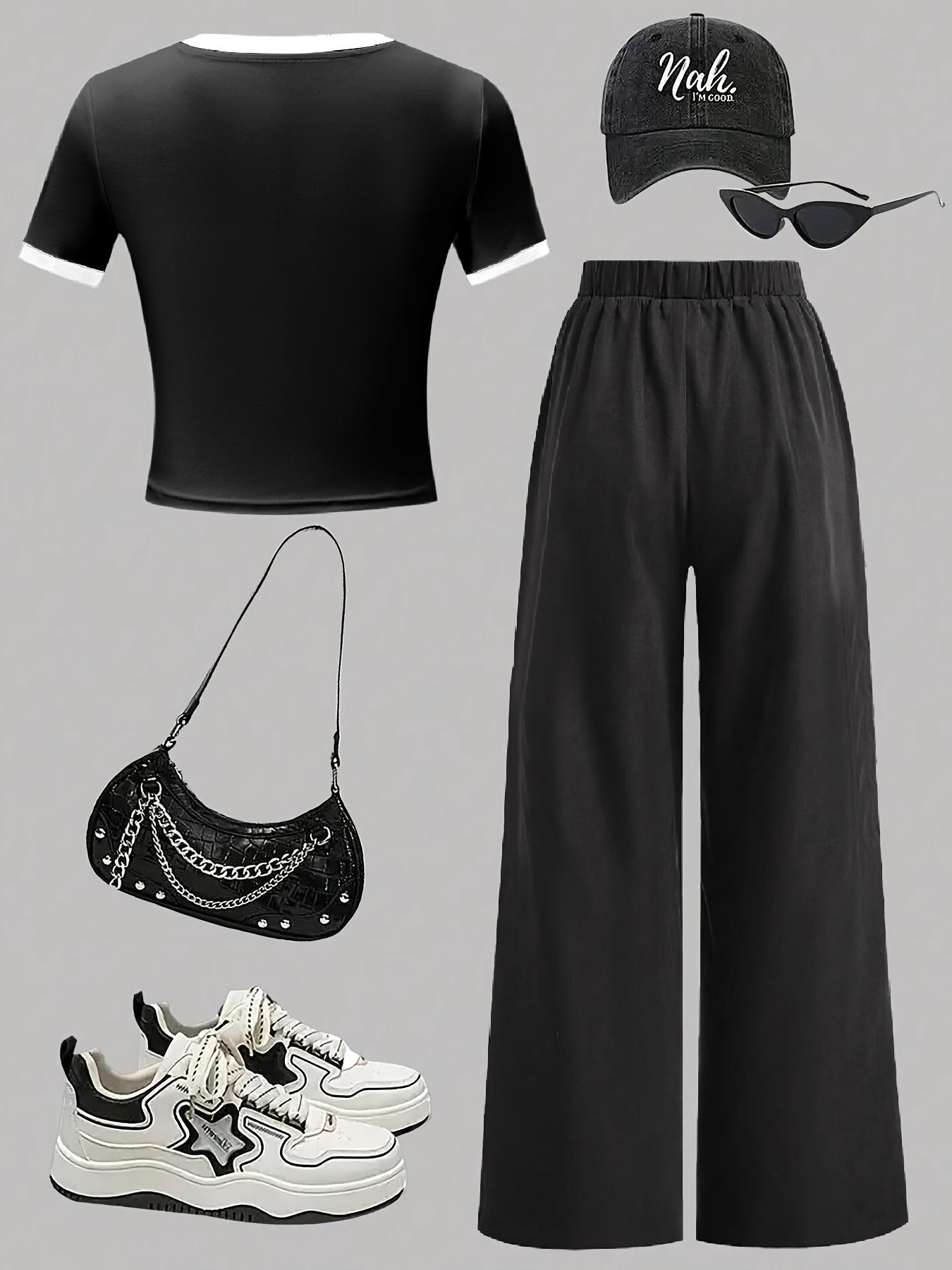 Girl's Letter Print Top & Pants Two-piece Set, Casual Round Neck Top & Jogger Pants for Daily Wear, Kids Clothes for Fall & Winter