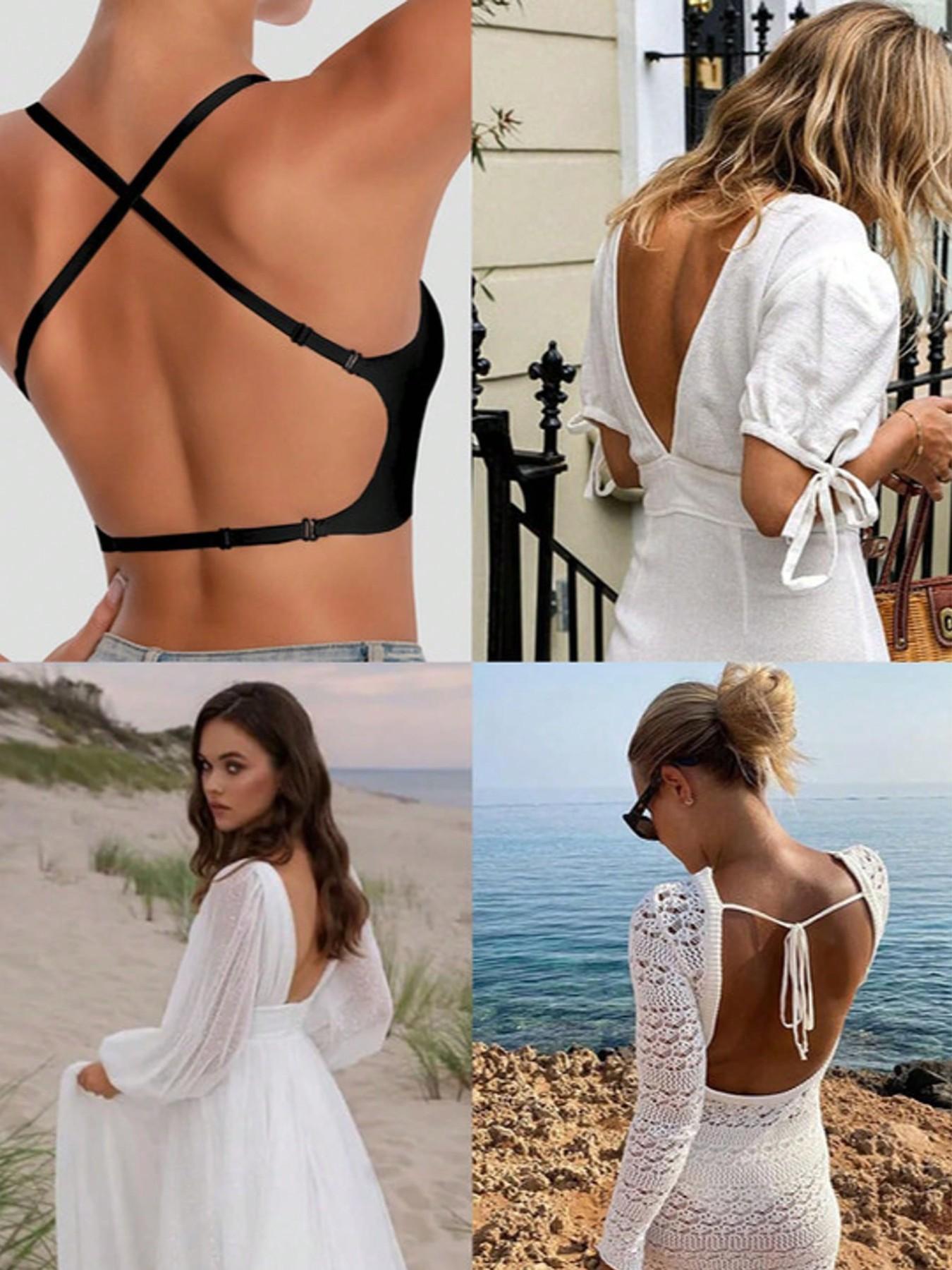 Women's Seamless Backless Bra, Multi-Strap Convertible Strap Wireless Push-Up Bra, Elegant, Chic, Suitable for Wedding Dresses and Party Gowns