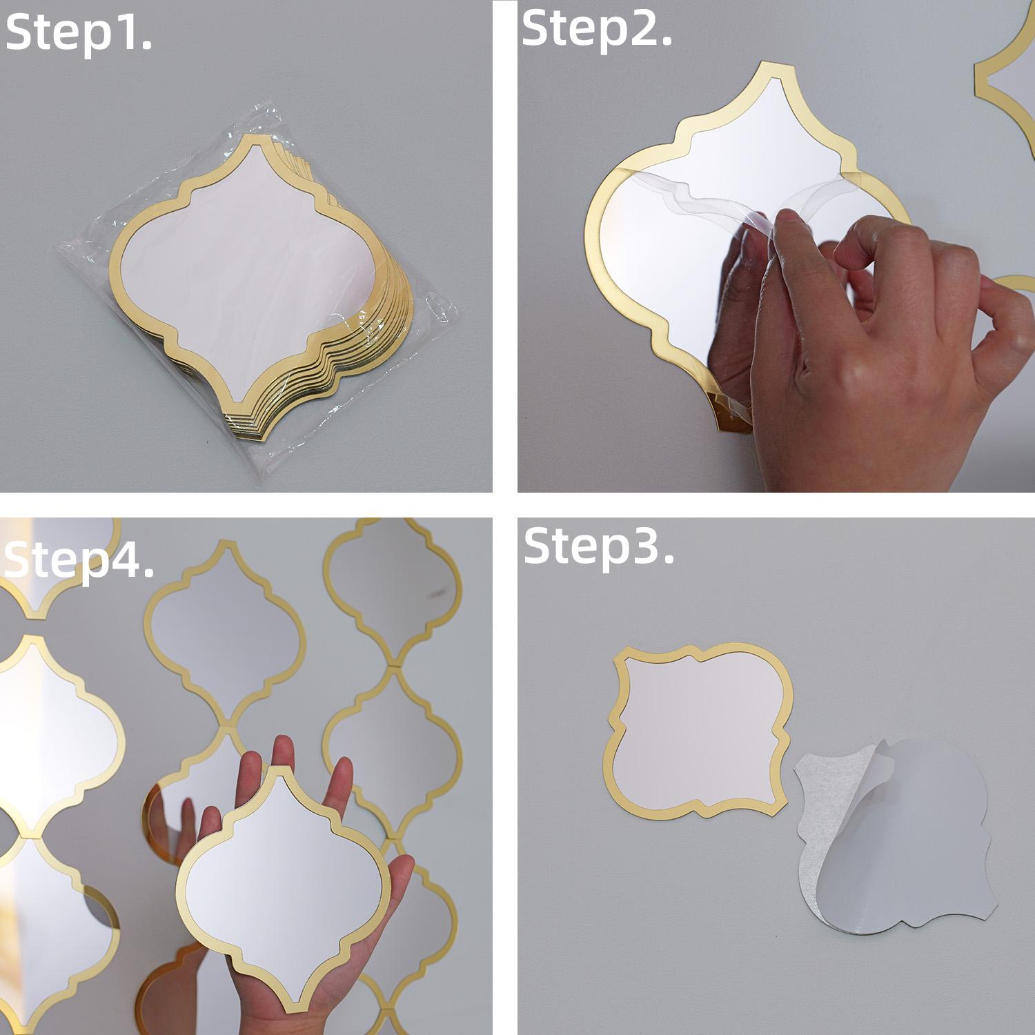 9/12Pcs Moroccan Style Acrylic Wall Mirror Set, Irregular Silver Color Decorative Mirrors, Frame, Bohemian Art Wall Decor, Bathroom/living Room/hallway