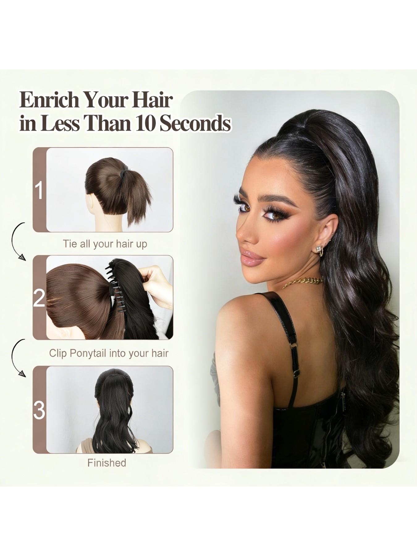 30-Inch Extra Long Wavy Hair Clip-In Tail, Synthetic Hair Extension for Women, Daily Wear, All Seasons, Perfect for Everyday Style