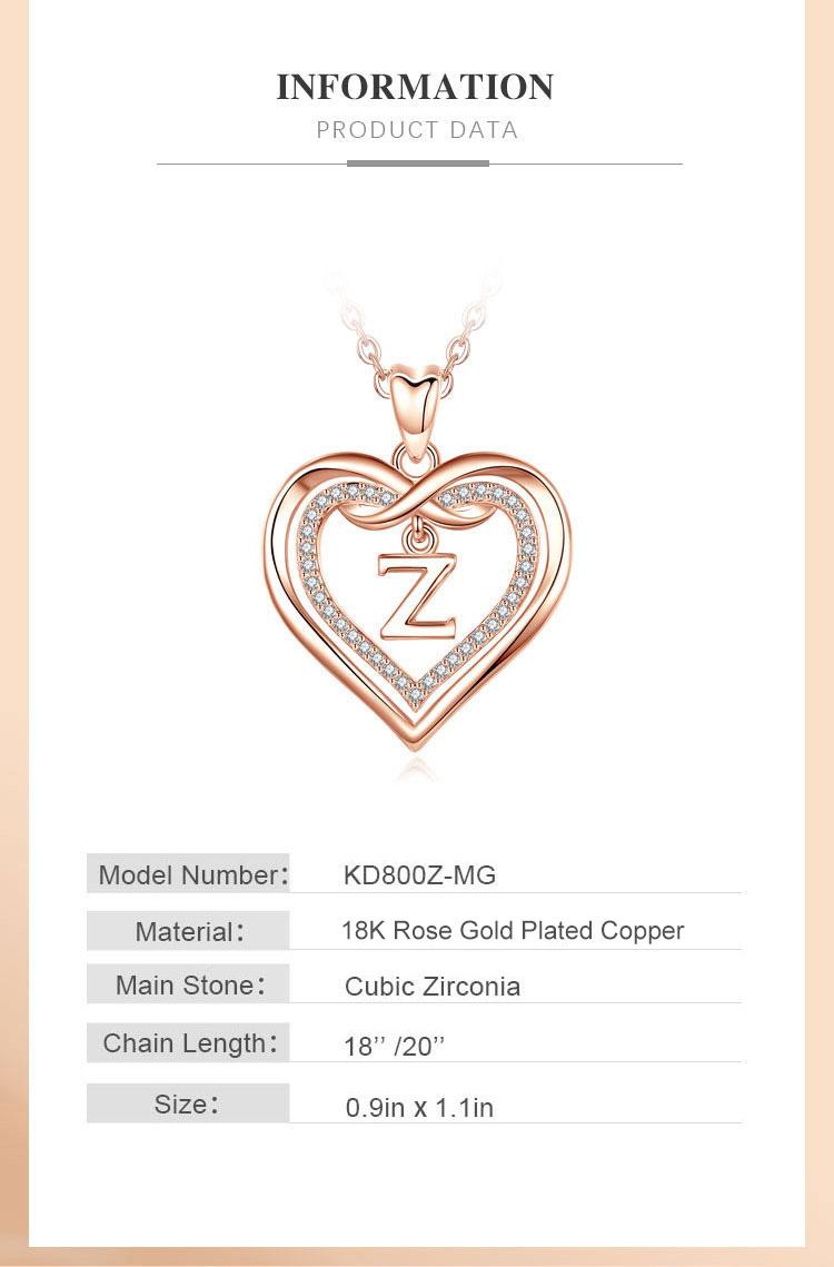 Elegant Captain Heart Initial Necklace with Cubic Zirconia, Personalized A-Z Alphabet Pendant, Delicate RoseGold Heart Jewelry for Women
