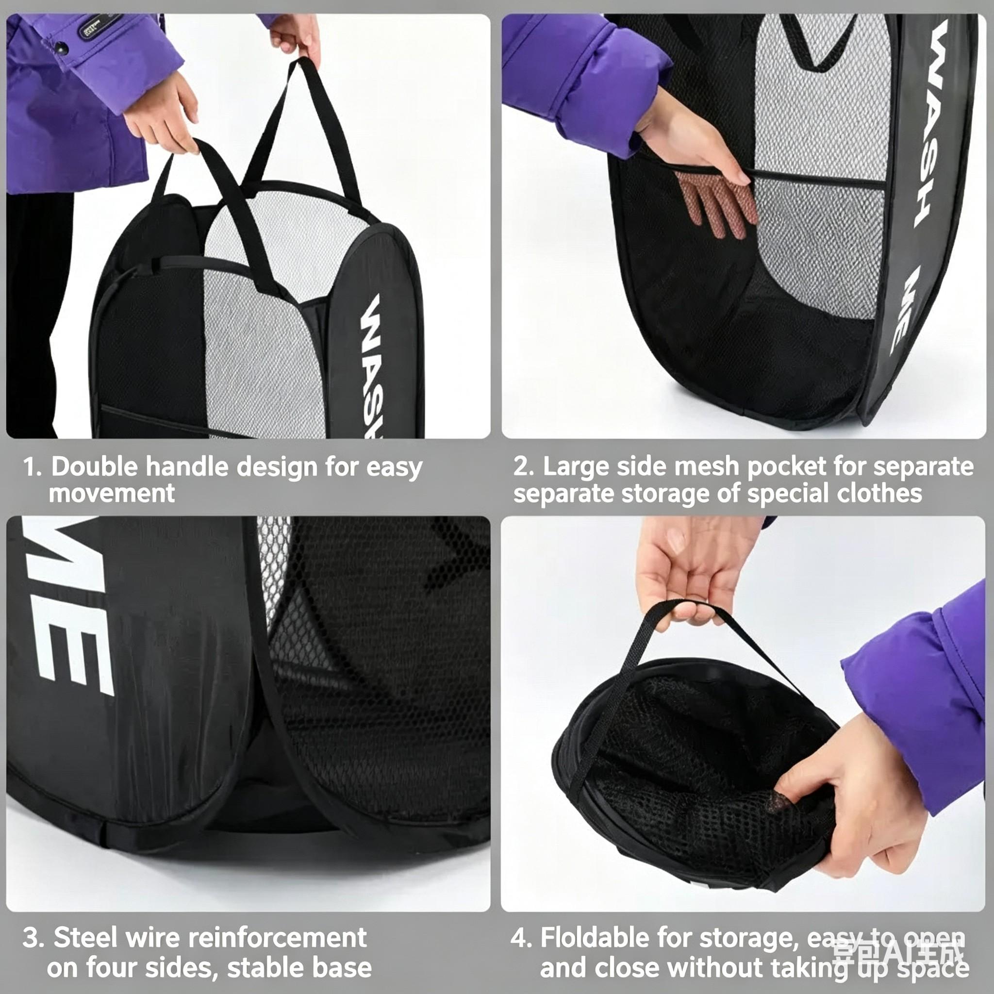 New Printed Laundry Basket, Household Dirty Clothes Storage Basket, Portable Handheld Laundry Basket, Wholesale Available