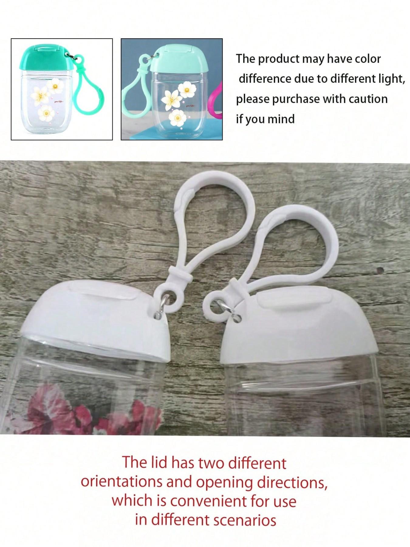 30ML Transparent Travel Bottle with Floral Pattern, Hand Sanitizer Dispenser, Portable Hook, Multi-Use Cosmetic Container, Ideal for Travel