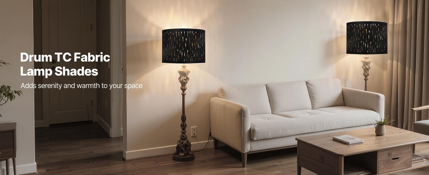VEVOR Drum Lamp Shade 2 Set, 13 in Topx 13 in Bottomx 10 in High, Medium Drum Lampshade with Harp, Replacement Lamp Shade for Table Lamps Floor Lamps Pendant Lights, Black Hollow-carved Design VEVOR Drum Lamp Shade 2 Set, 13 in Topx 13 in Bottomx 10 in High, Medium Drum Lampshade with Harp, Replacement Lamp Shade for Table Lamps Floor Lamps Pendant Lights, Black Hollow-carved Design