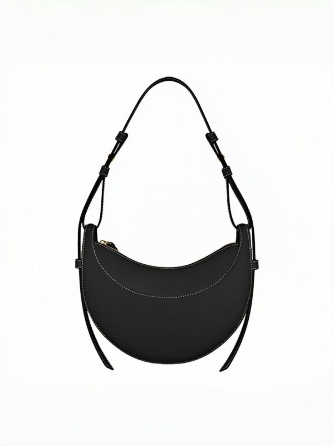 Style Unique Design Half Circle Bag, Minimalist Crescent Saddle Bag, Soft Leather Texture, Crossbody or Underarm, Women's Bag